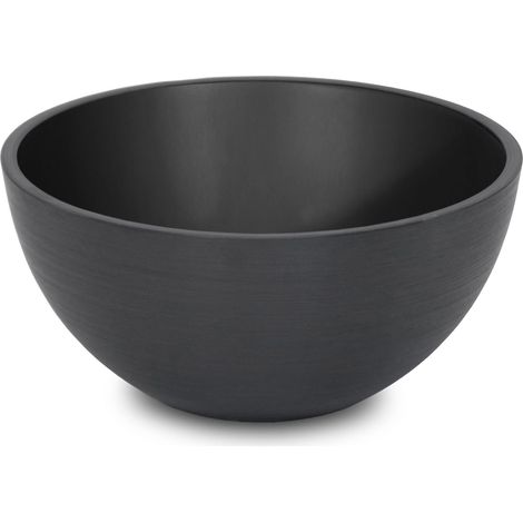 Pflanzschale aus EcoStone rund schwarz - Ø 35 cm - Blumenkübel aus recyceltem Material - Pflanz Schale Blumen Topf Übertopf rund für Garten Terrasse Balkon
