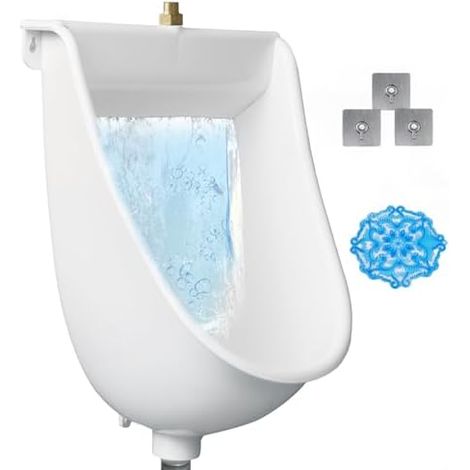 Commercial Urinal Universal Wall Mounted Urinal Waterless Bathroom Urinal for Men Plastic Toilet Garage Urinal Outdoor Urinal with Hose for Home Dorm Shelter (1/5)