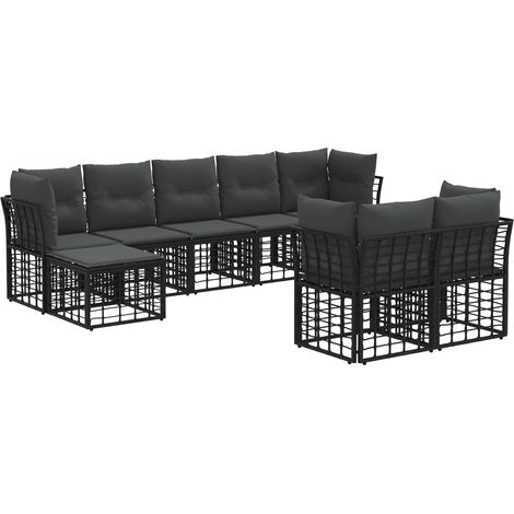 Maison Exclusive - Set di divani da esterno Nero e Grigio scuro Poliestere