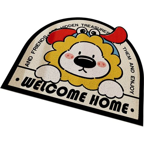 Tapis de porte Ourson PVC Découpable Anti-dérapant Lavable Paillasson Bienvenue Entrée Maison Jaune (1/5)