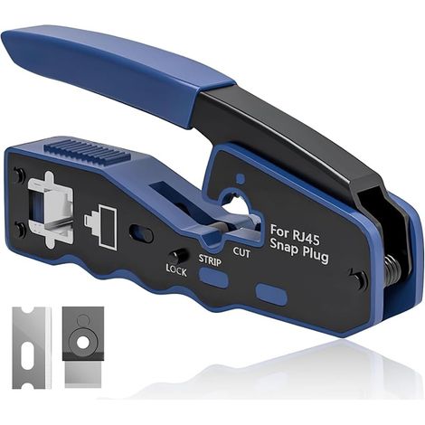 Pince à Sertir RJ45 Traversant Professionnelle Outil Cat8 Cat7 Cat6 RJ11 Coupe Dénude Crimp Pliers Network Connector Universel Sertit Lame Remplaçable pour Connecteur Réseau Sertir Prise Téléphone