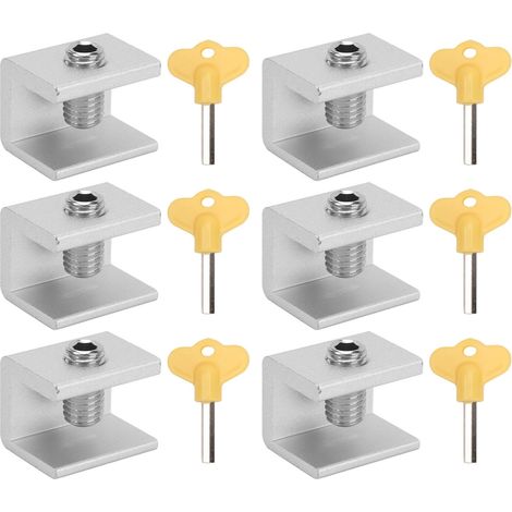 10 Stück Sicherheitsverriegelungen aus Aluminium für Schiebefenster, verstellbar, einfach zu montieren, inklusive Schlüssel (1/5)