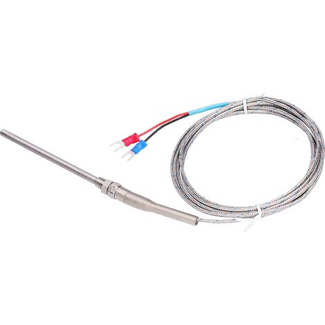 Capteur de température thermocouple type K WRNT187, sonde thermique en acier inoxydable 0600°C, câble rouge noir 3 mètres, mesure précise pour four, chaudière, industrie. (1/5)