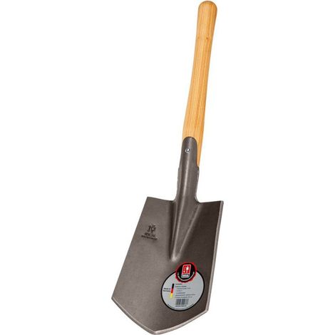 IDEAL Outdoor-Spaten, Gr. 0, gesandtstrahlt, seitliche Schur, Eschen-Knpof-Stiel 39 cm - 15040090
