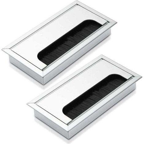 Pack de de 2 passe-câbles - En, XU,aluminium - 160 x 80 mm - Couleur : argent, produit qualité supérieure, durable et fiable, matériaux sélectionnés, conforme normes - KZQ (1/4)