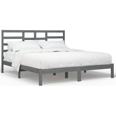 Maison Exclusive - Massivholzbett Grau 200x200 cm