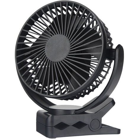 Mini ventilateur à pince USB de 5 pouces avec batterie 5000mAh Petit ventilateur de bureau portable Rotation double à 360 ° à 3 vitesses avec câble USB Convient au bureau familial (1/5)
