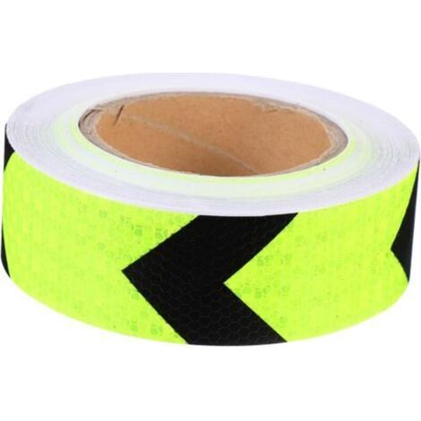 Autocollant réfléchissant de sécurité 5 cm x 3 m, ruban de sécurité visible de nuit pour voiture/moto/vélo, fond vert, flèche noire