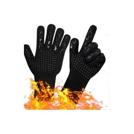Barbecue noir, cuisine, silicone antidérapant résistant à haute température 800 degrés isolation thermique et anti - blanchiment micro Gants de poêle à vagues-Chrom (1/5)