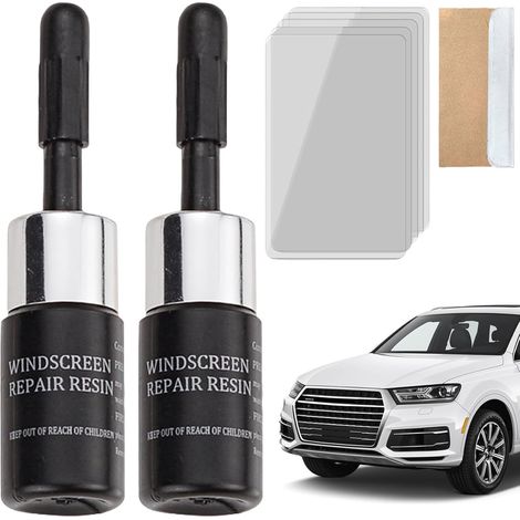 Résine Réparation Pare Brise Voiture Kit Outils Nano Fissure Invisible Noir 2 Bouteilles,resine reparation pare brise,fissure pare brise,glass repair kit (1/5)