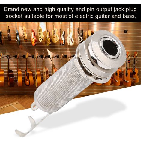 Prise jack 6,35mm cylindrique à filetage long pour guitare électrique et basse, embase dorée, connecteur femelle argenté, pièce de rechange (1/5)