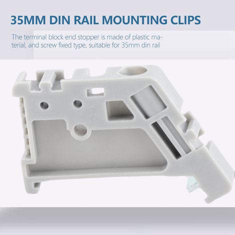 50 pièces butées d'extrémité pour bornier sur rail DIN, fixation à vis, compatibles rail 35 mm, modèle 13 (1/5)