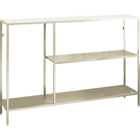 Dmora - Consolle Vaprio, Tavolo multiuso, Mobiletto d'appoggio, Scrivania da corridoio, 120x30 h80 cm, Panna (1/4)