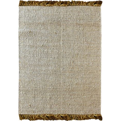VIVARAISE - Tapis décoratif Rohns en chanvre 100% - Or - 160 x 230 cm (1/2)