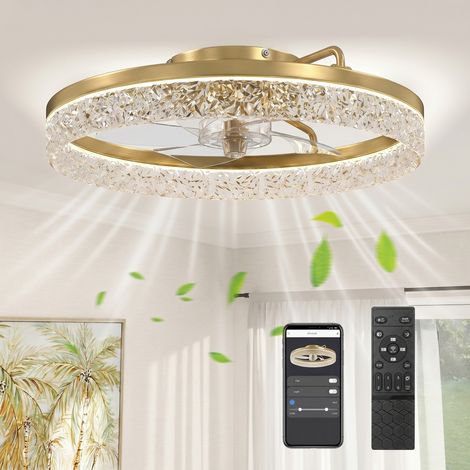 HOMCOM Ceiling Fans with Lights and Remote & App Control for Bedroom, Gold (1/5)