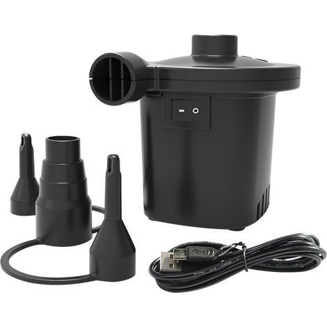 Pompe à air électrique, gonfleur électrique rechargeable avec câble USB, remplissage rapide pour gonflage/dégonflage 3 embouts de buse et adaptateur 5 V inclus pour lit gonflable, piscine gonflable (1/5)