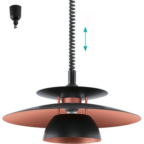 Lampadario A Sospensione Moderno Brenda Policarbonato Nero Rame 1 Luce E27 (1/5)