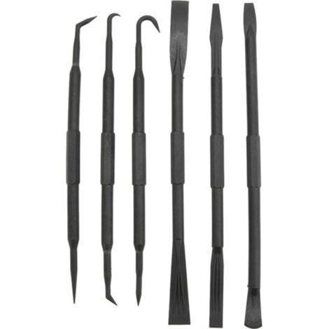 Ensemble de 6 leviers à double extrémité en plastique ABS noir pour le retrait des joints toriques et accessoires d'étanchéité