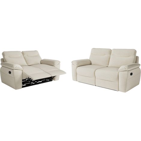 PACK - Canapé de relaxation ROSS manuel 2 et 3 places en tissu antitache - Beige