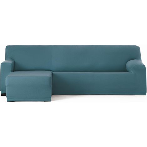 Housse de canapé bi-élastique pour Chaise Longue avec Bras Court Gauche Vue de Face Couleur Vert émeraude Design Harlem (1/5)