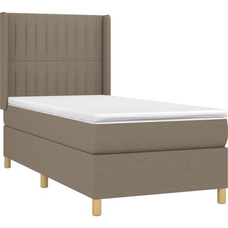 Sommier à lattes de lit avec matelas Taupe 90x190 cm Tissu vidaXL (1/5)