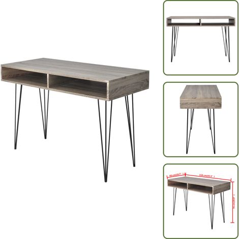Bureau avec 2 compartiments Gris - Bureau - Meubles De Bureau - Bureau Design - Bureau Compact - Bureau Multifonction (1/5)