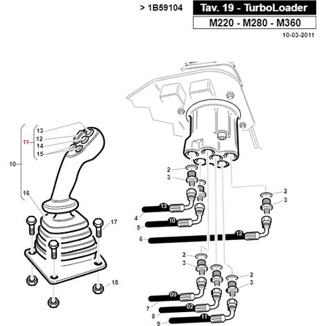 Joystick mango ORIGINAL tractor de césped GIANNI FERRARI 00.40.00.2500