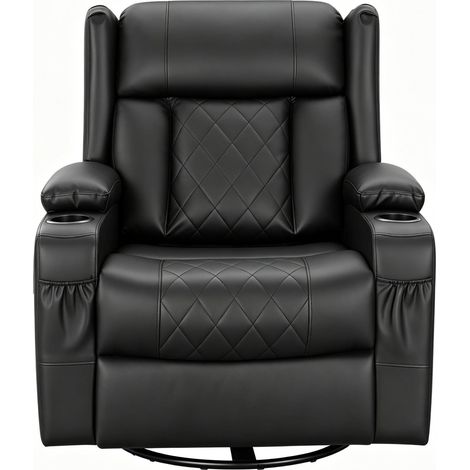 Sillón relax giratorio reclinable en PU negro MODENUIT (1/5)