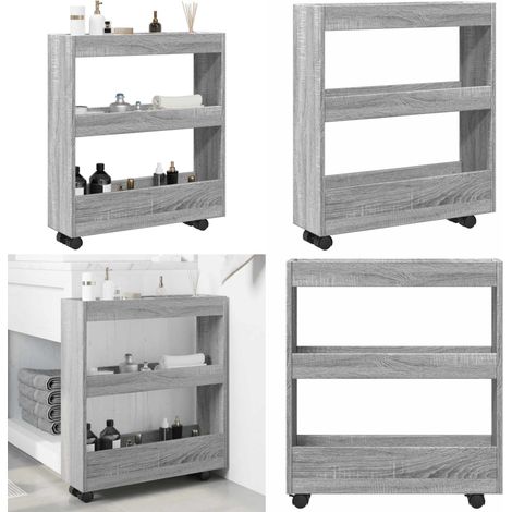 vidaXL Chariot de rangement étroit 3 niveaux sonoma gris (1/5)