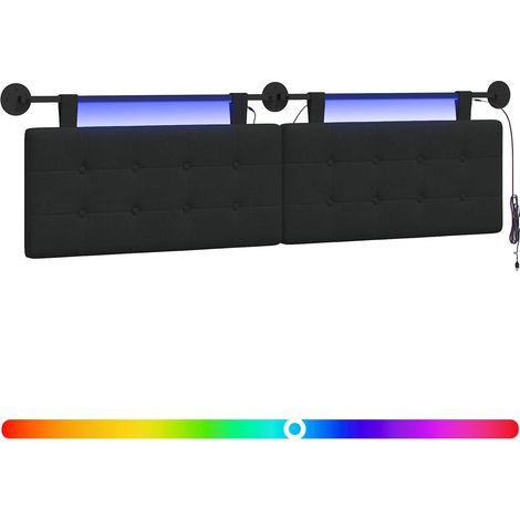 Cabecero colgante Con luz LED Negro Tela vidaXL