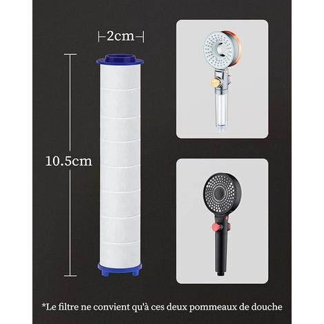 Lot de 3 Filtres en Coton PP avec Billes de Sulfite de Calcium pour HAPPUP Pommeau de Douche, Cartouche Sédiment Filtrée, Filtre Pomme Douche 10,5x2 cm