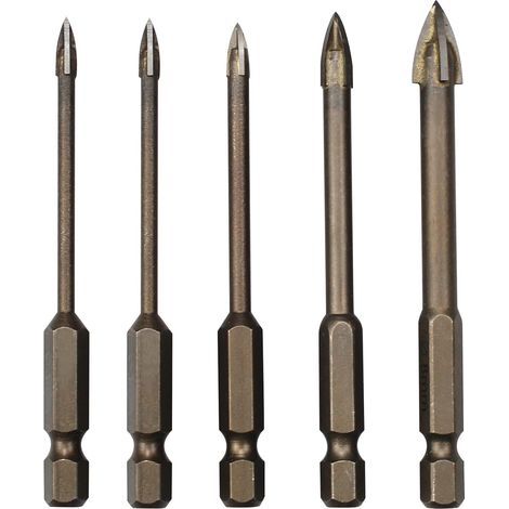 Lot de 5 Triangle Foret Set, Forets pour Carrelage en Carbur, Outil de Forage Universel Efficace pour Verre, Carrelage, Béton, Marbre et Céramique(3/4/5/6/8mm) (1/5)