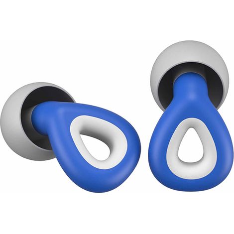 Bouchons d'oreilles en silicone antibruit, étanches pour la natation, silencieux pour dormir, bouchons d'oreilles de taille standard pour étudiants, bleus. (1/5)