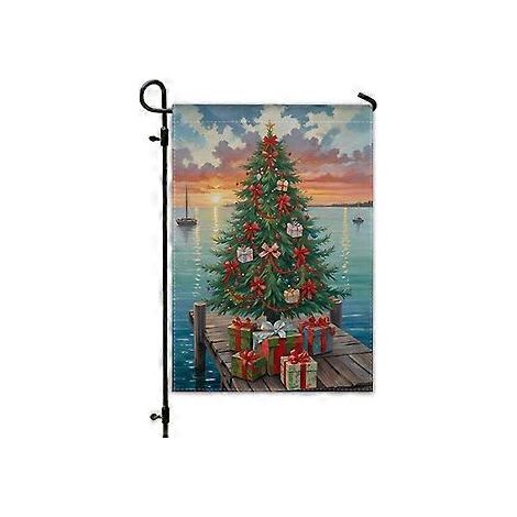 Weihnachts-Gartenflagge für den Außenbereich, Festtagsdekoration, Hofflagge, Leinen, doppelseitig bedruckte Outdoor-Flagge (YMCQ3-4)