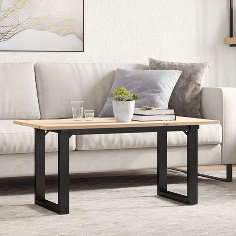 Couchtisch O-Gestell 100x50x45 cm Massivholz Kiefer & Stahl