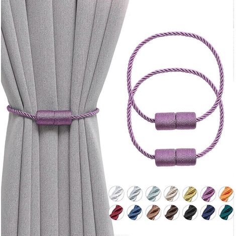 Lot de 45 cm d'embrasses magnétiques faites main avec cordon latéral, pratiques et décoratives, pour fenêtres de maison ou de bureau (violet) (1/5)