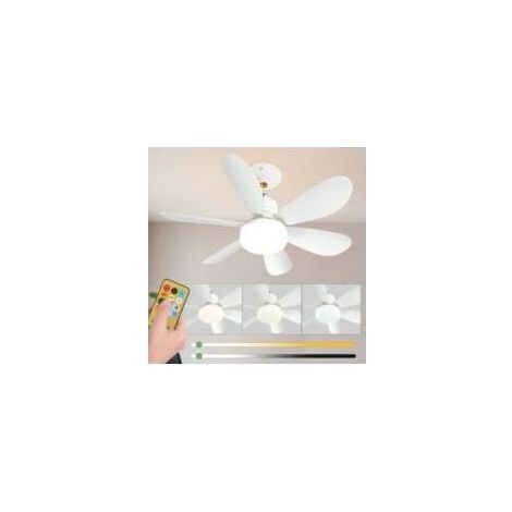 Leiser 52-cm-Deckenventilator mit Licht und Fernbedienung, 40-W-Deckenventilatorlampe mit E27-Fassung, dimmbarer LED-Deckenventilator für Schlafzimmer und Wohnzimmer, 3 Geschwindigkeitsstufen, 6 Flüge (1/5)