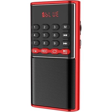 Mini radio FM portable Bluetooth MP3 avec affichage numérique - Rouge (1/4)