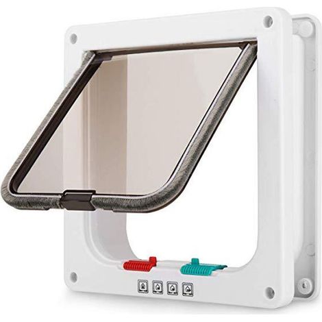 Chatière en ABS blanche avec fermeture unidirectionnelle pour porte intérieure ou extérieure – Installation facile – Blanc, grand modèle (1/5)