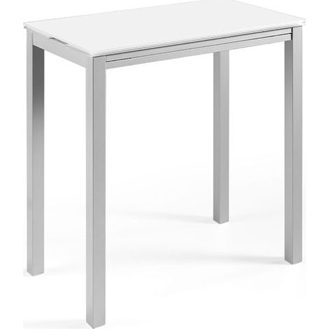 MOMMA HOME Mesa de Cocina Extensible Blanca - Modelo Londres - Material Cristal Templado/Metal - Medidas 95 x 55/95 x 95 cm Medidas: 98 cm
