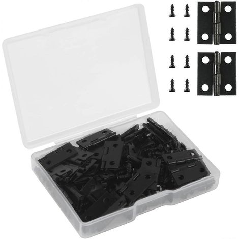 18 x 15mm Mini Black Hinge 50pcs Invisible Flat Hinge Small Stainless Steel Door Hinge Durable Strong Hinge with 200 Screws (1/5)