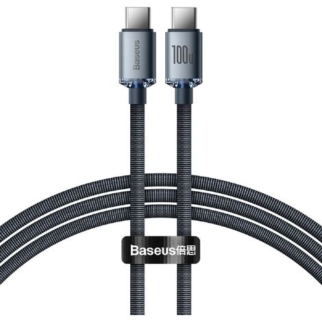Baseus Crystal Shine USB-C-zu-USB-C-Kabel, 100 W, 1,2 m (Schwarz)
