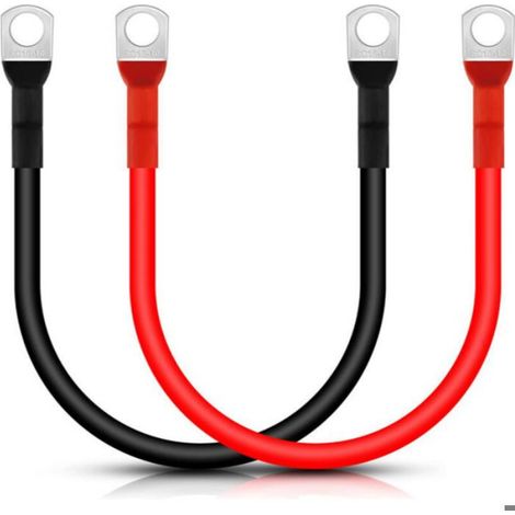 Câble De Batterie - 30 cm - 5 AWG - 16 mm² - Rouge Et Noir - Pour Onduleur Et Câblage Batterie - 2 Pièces (1/4)