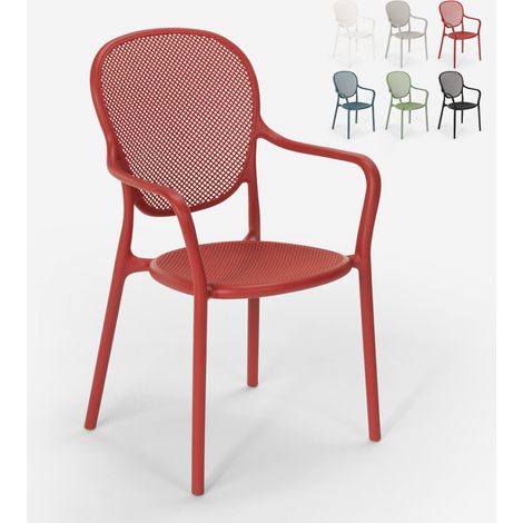 Chaise de restaurant bar cuisine extérieure au design moderne en polypropylène Clara - Rouge (1/5)