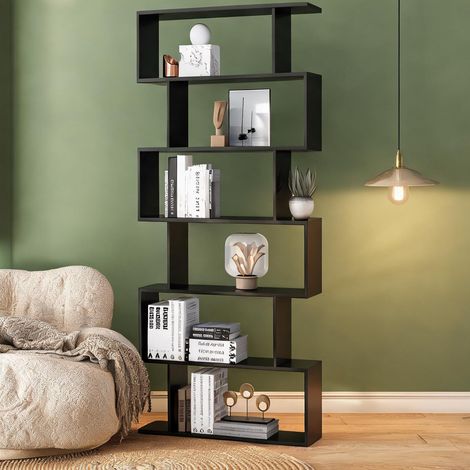 Bibliothèque étagère en bois noir 80 x 23 x 192 cm 6 niveaux (1/5)