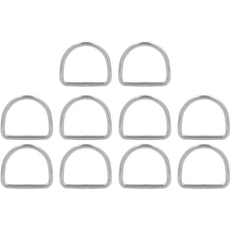 Lot de 10 anneaux en D en acier inoxydable 316, 3 mm, soudés sans soudure, demi-ronds, accessoires pour planches de surf et kayaks, 25 x 22 x 3 mm (1/5)