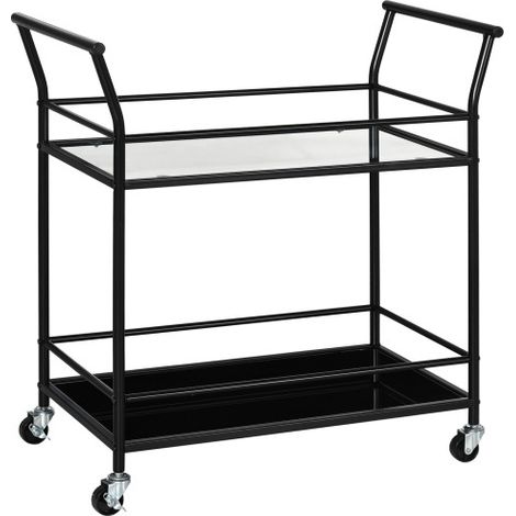 Küchenwagen Rollwagen Servierwagen mit 2 Ablagen Beistellwagen auf Rollen Aufbewahrungswagen Metall Schwarz 75x40x80cm für Küche & Esszimmer 
On-Site