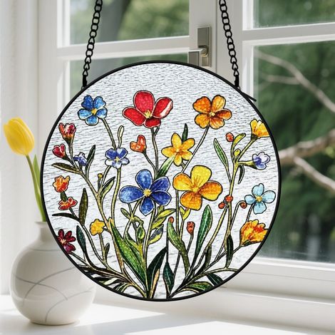 Capteur de Soleil en Vitrail Décoration Spirituelle pour Maison 25cm (1/4)