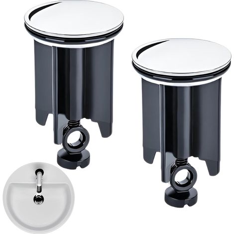 Lot de 2 bouchons d'évier avec joint, bouchon de vidange en acier inoxydable, pour évier de 40 mm, bouchon de vidange universel, compatible avec les lavabos et salles de bains. (1/5)