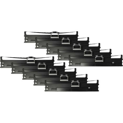 vhbw 10x Ribbon Cartridge Replacement for OKI 43503601 for Dot Matrix, Receipt Printer - Black Ink Ribbon